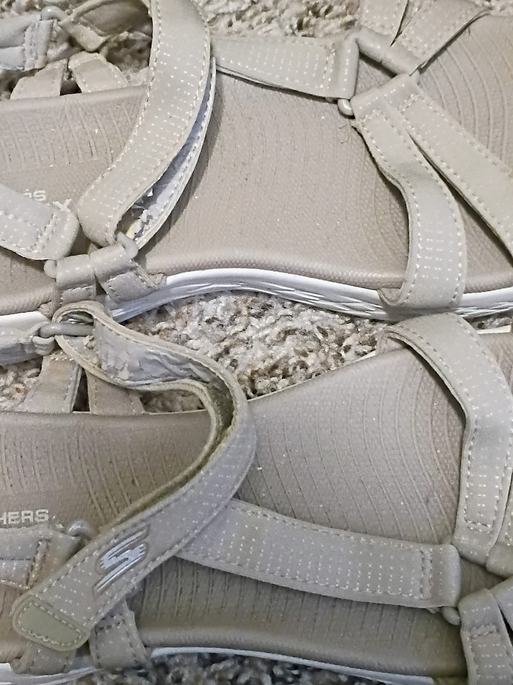 Skechers Light Taupe Multi‑Strap Comfort Sandals